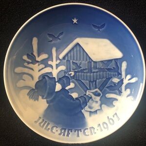 1967 Bing & Grondahl B&G JULE AFTER Christmas Plate Fuglenes Jul Denmark Birds